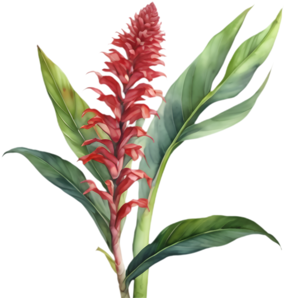 Realistic Watercolor Painting of Red Ginger. . png