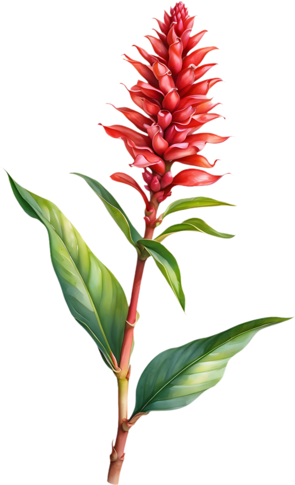 Artistic Watercolor Red Ginger Flower Clipart. . png