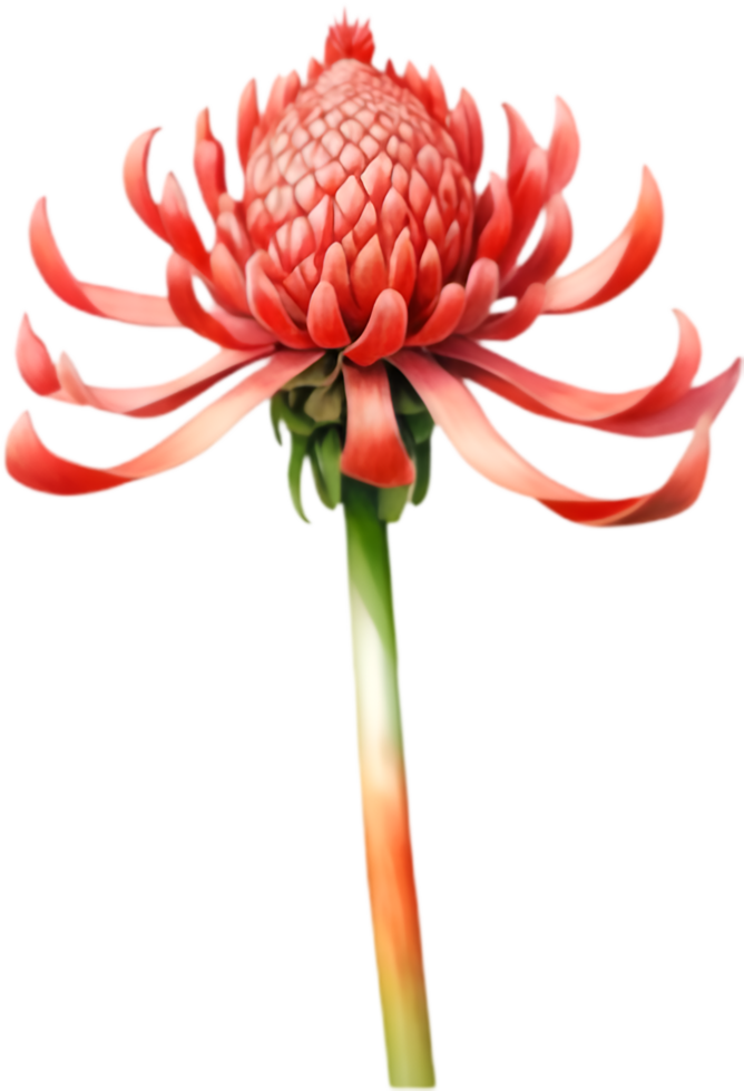Decorative Torch Ginger Flower Watercolor Illustration. . png