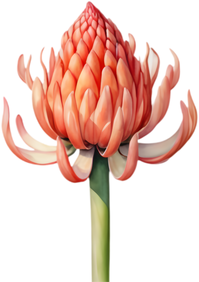 Fresh Torch Ginger Watercolor Botanical Clipart. . png