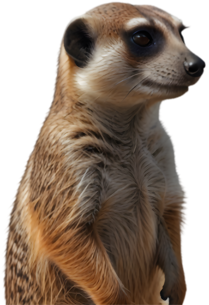 Realistic Meerkat Clipart with Distinctive Standing Pose and Detail. . png