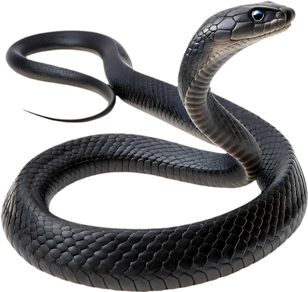 High-Definition Black Mamba Snake Clipart for Educational Use. . png