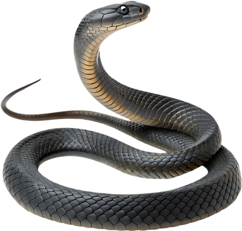 Black Mamba Snake Clipart with Distinct Realism. . png
