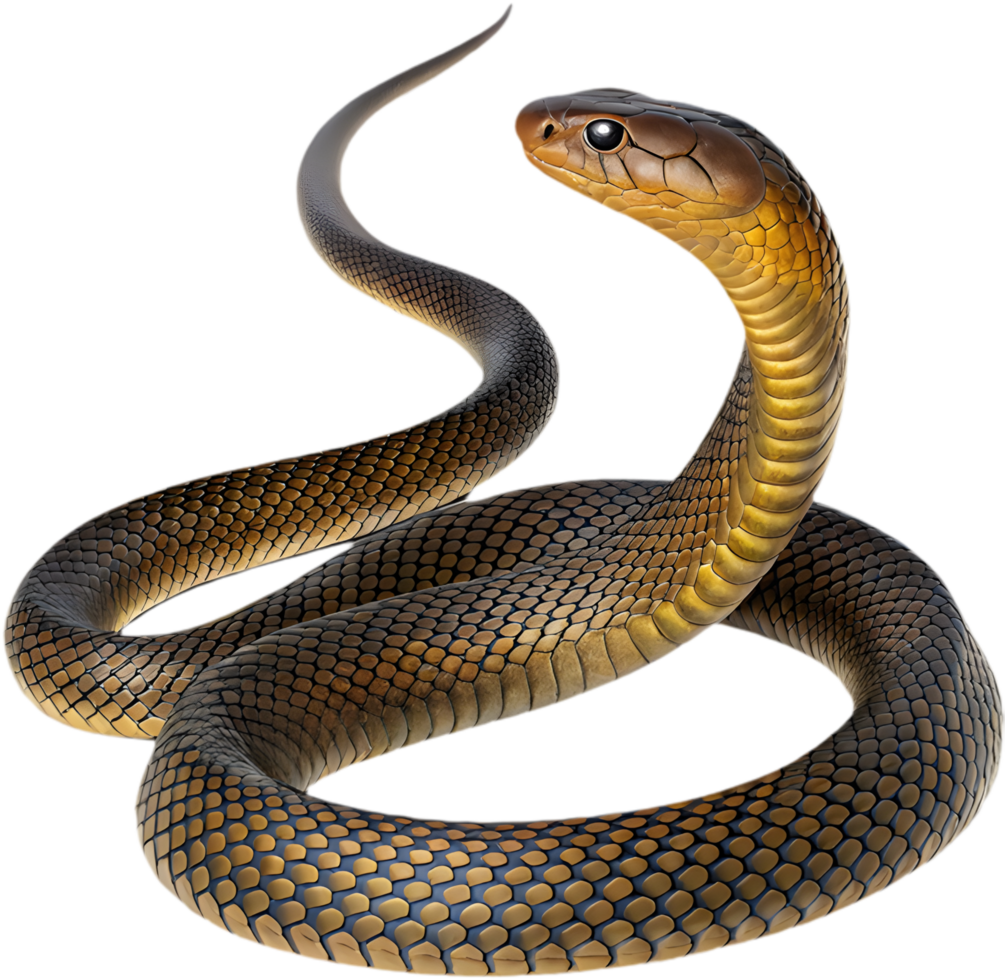 Inland Taipan Snake Clipart with Naturalistic Scale Pattern. . png