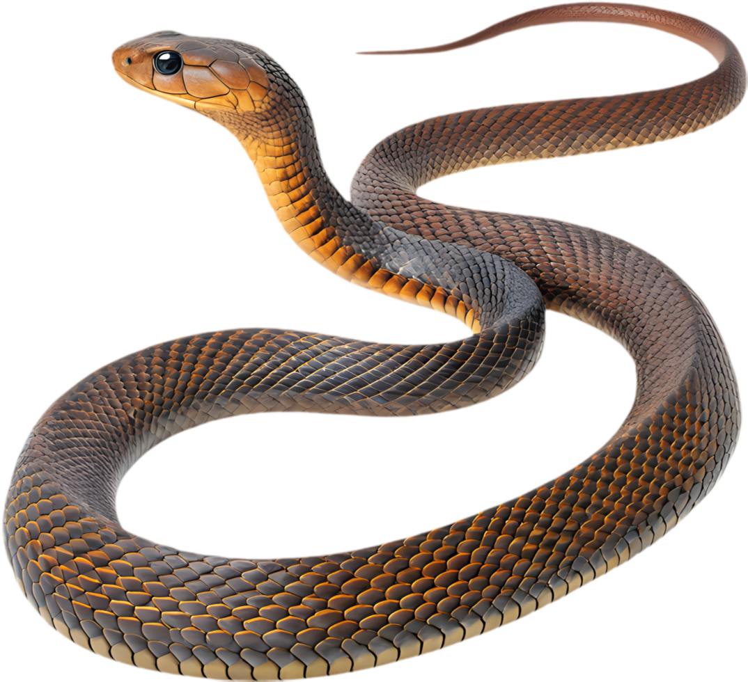 Venomous Inland Taipan Snake Clipart with Accurate Details. . png