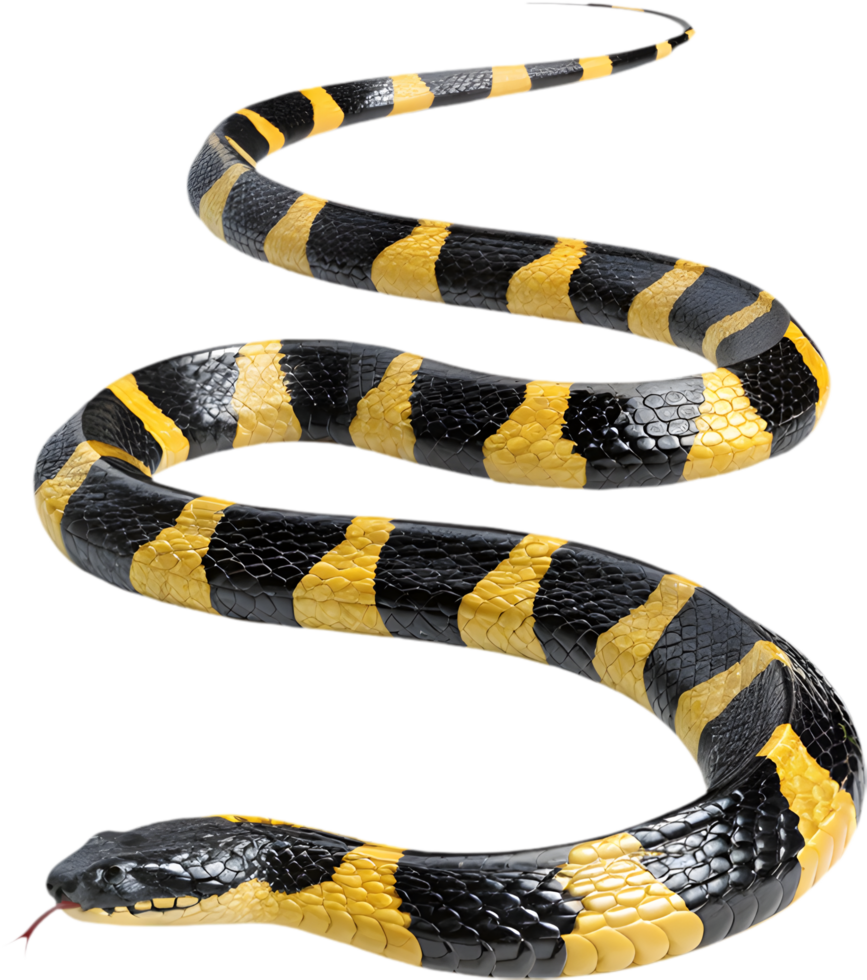 High-Quality Many-Banded Krait Clipart with Realistic Detailing. . png