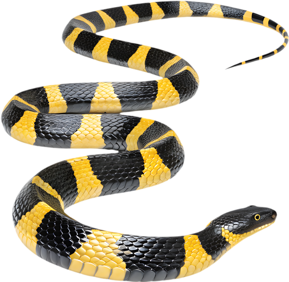 Venomous Many-Banded Krait Clipart with Accurate Band Patterns. . png