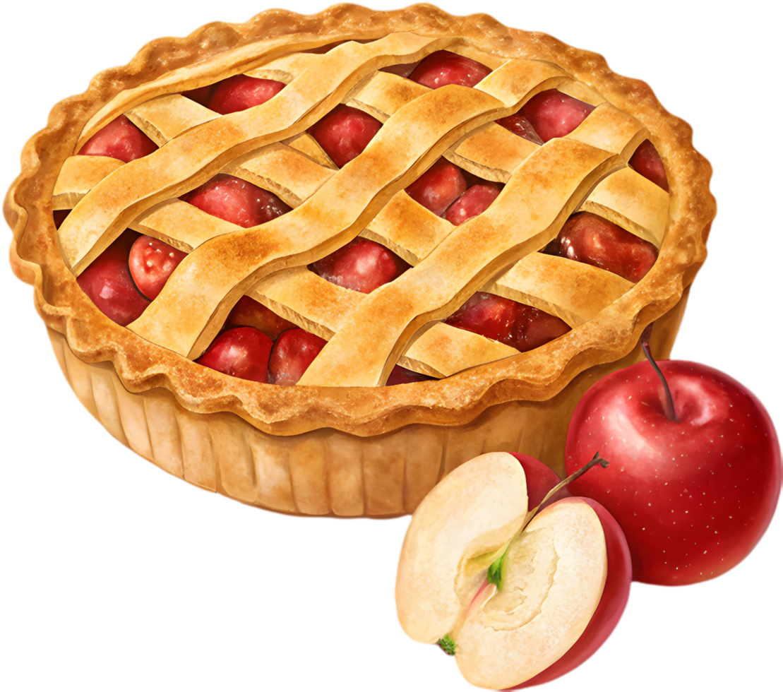 Mouthwatering Apple Pie Clipart with Fresh Ingredients Displayed. . png