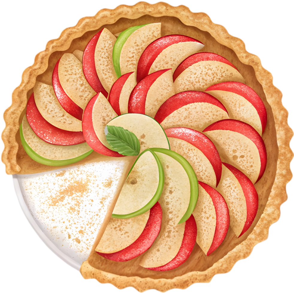 Beautiful Apple Pie Clipart with Fresh Apples Inside. . png