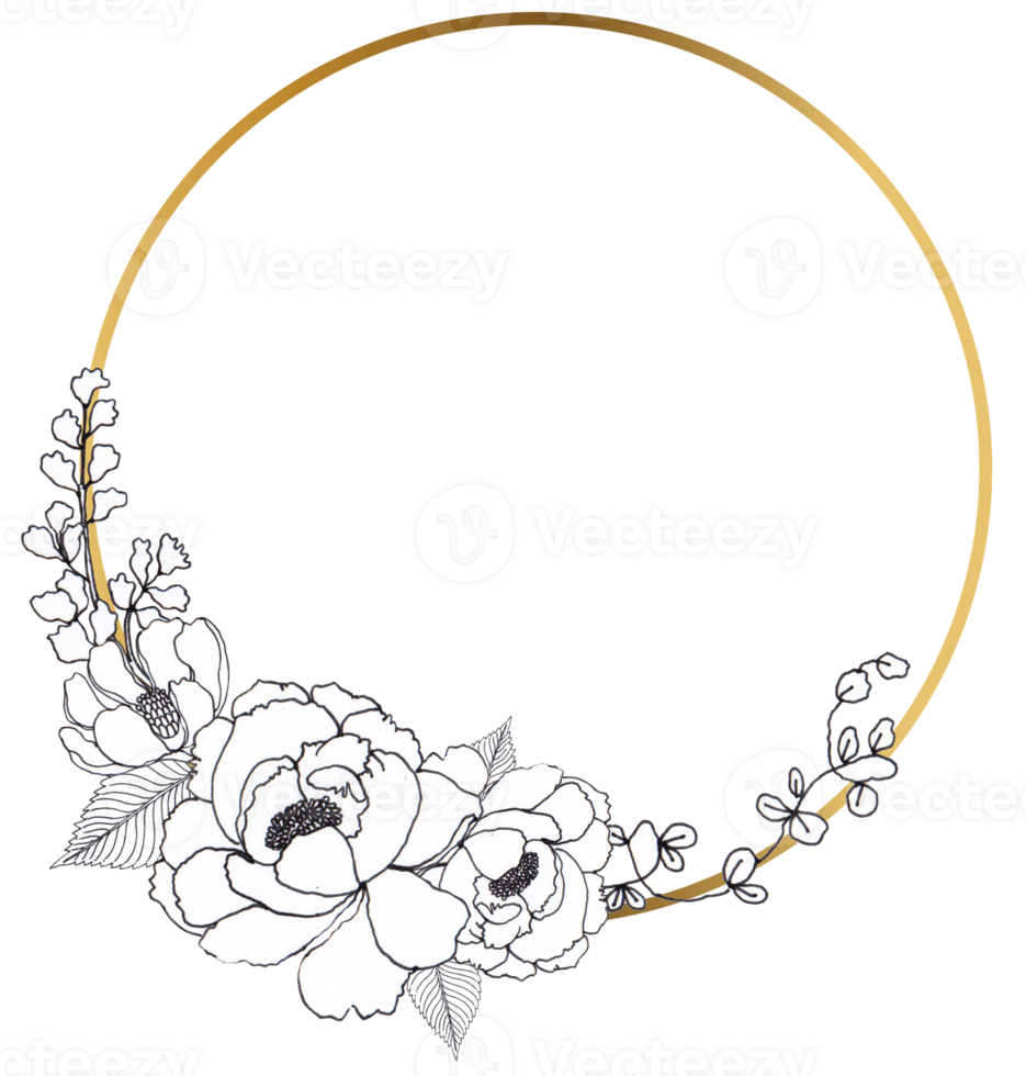 Flower line art wreath png