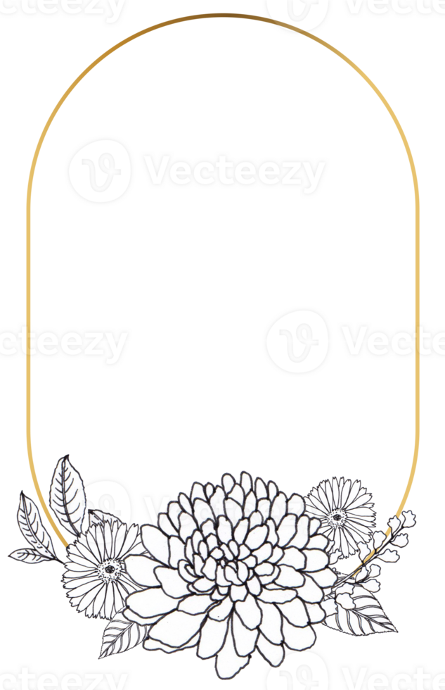 Flower line art wreath png