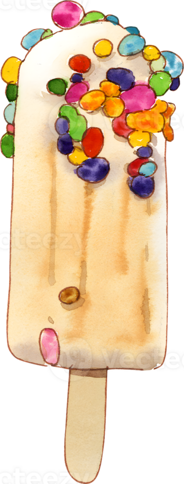 hielo crema acuarela dibujado a mano png
