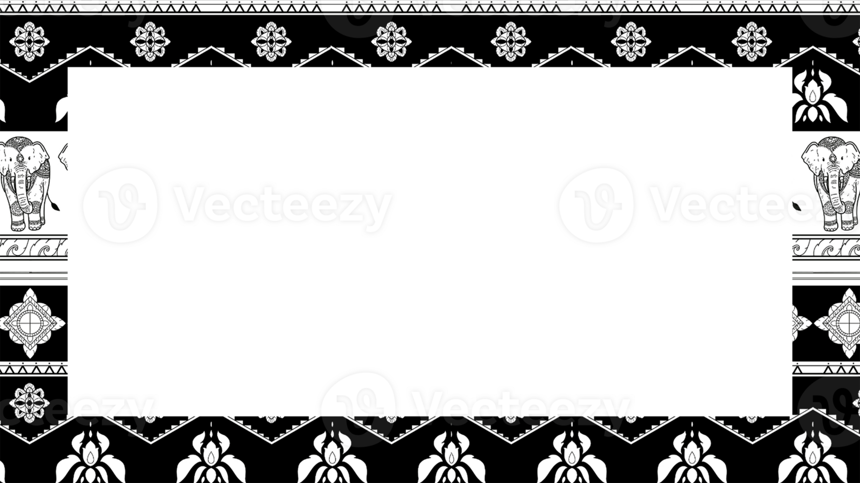 Horizontal frame of Thai line art style. png