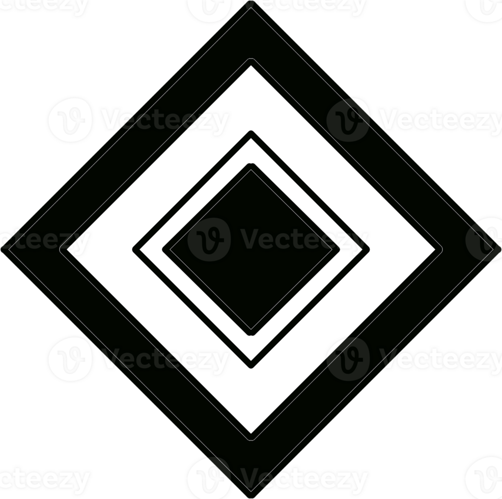 Overlapping Rhombus Shapes Line Art Style Hand Drawn Illustration png