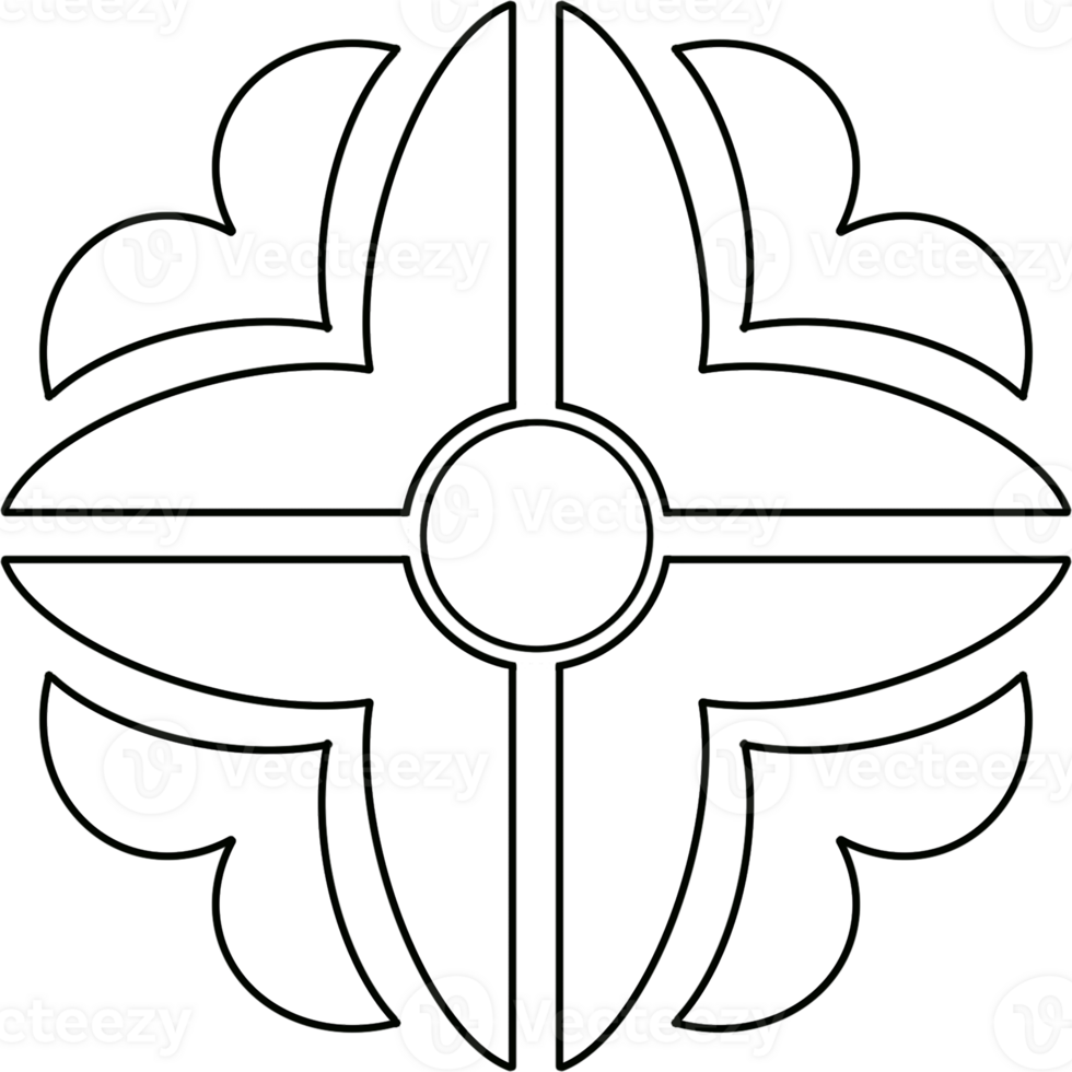 Flower Thai Line Art Style Hand Drawn Illustration png
