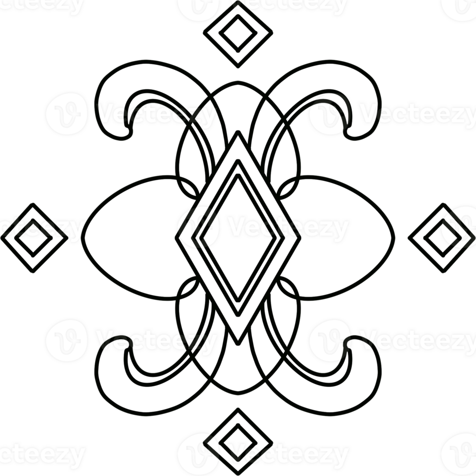 Flower, Thai Line Art Style Hand Drawn Illustration png