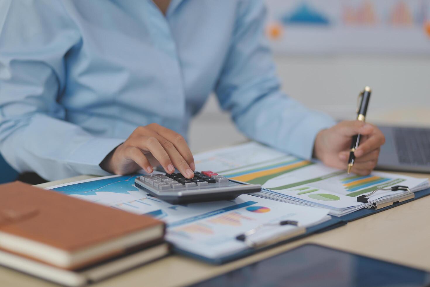 Business Documents, Auditor businesswoman checking searching document legal prepare paperwork or report for analysis TAX time,accountant Documents data contract partner deal in workplace office photo