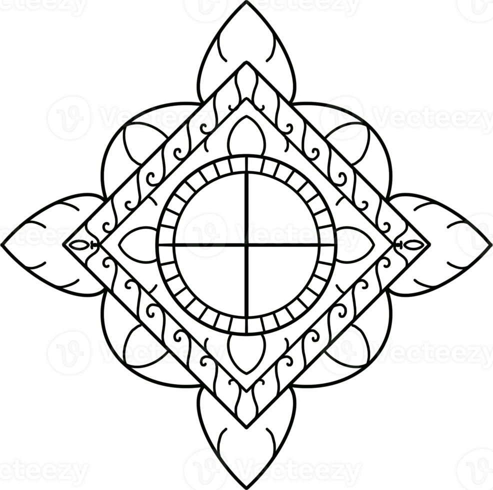 Thai Square Pattern Hand Drawn Illustration png