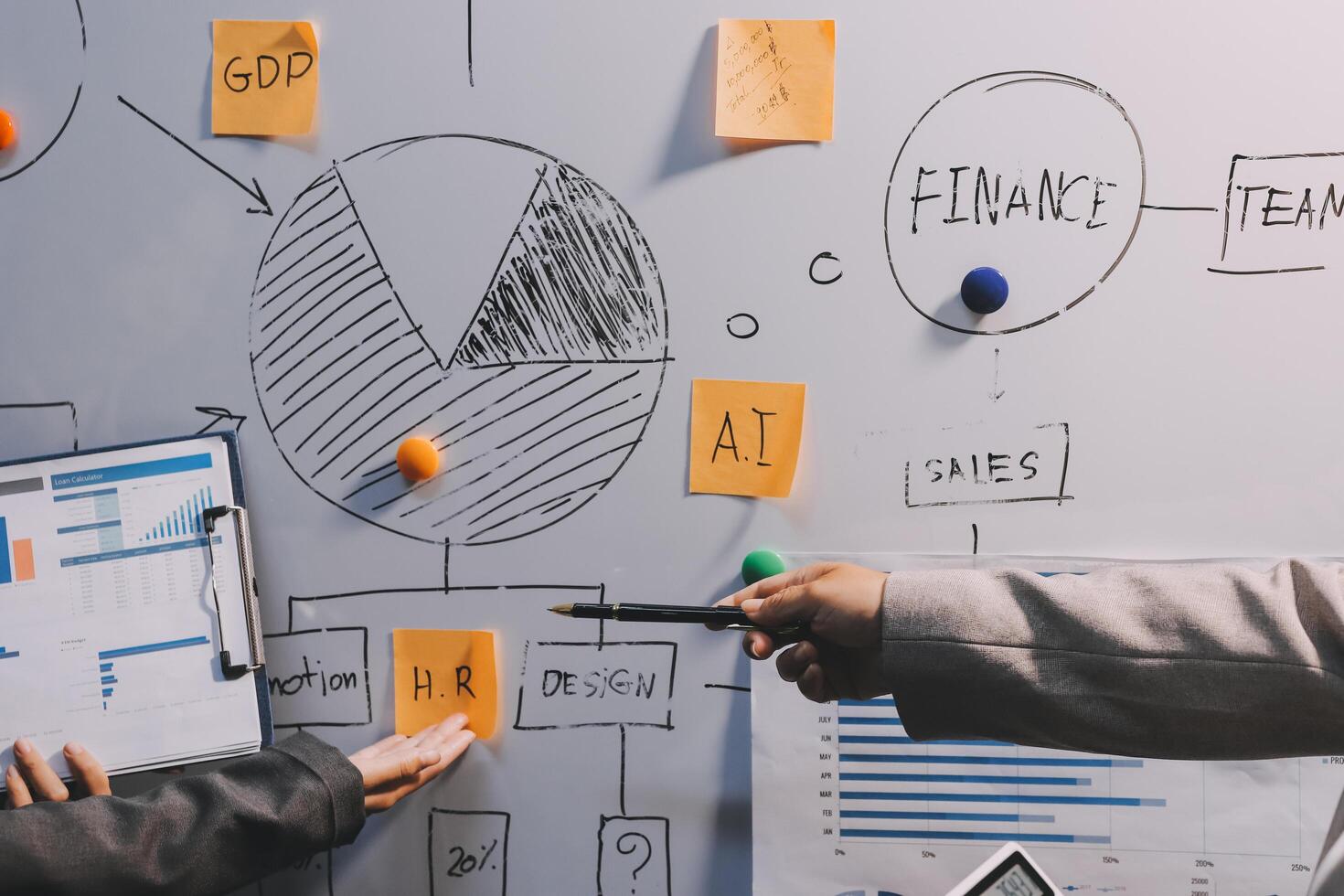 Business people are analyzing and planning business strategies. photo