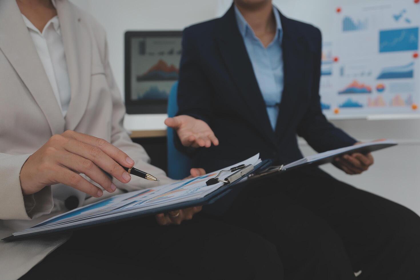 Business Documents, Auditor businesswoman checking searching document legal prepare paperwork or report for analysis TAX time,accountant Documents data contract partner deal in workplace office photo