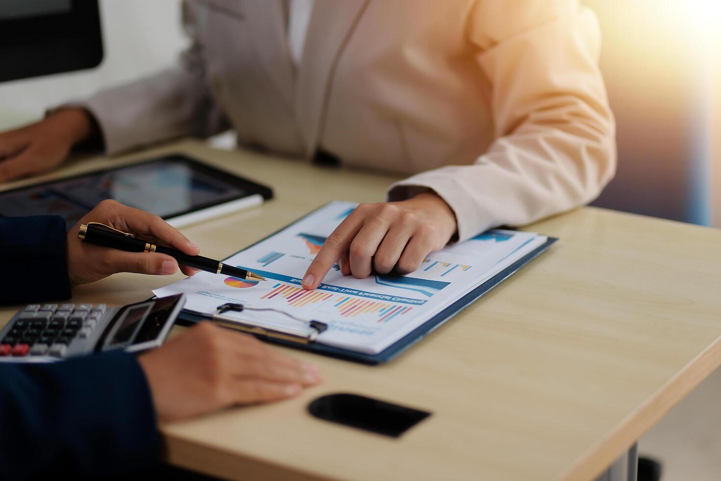 Business Documents, Auditor businesswoman checking searching document legal prepare paperwork or report for analysis TAX time,accountant Documents data contract partner deal in workplace office photo