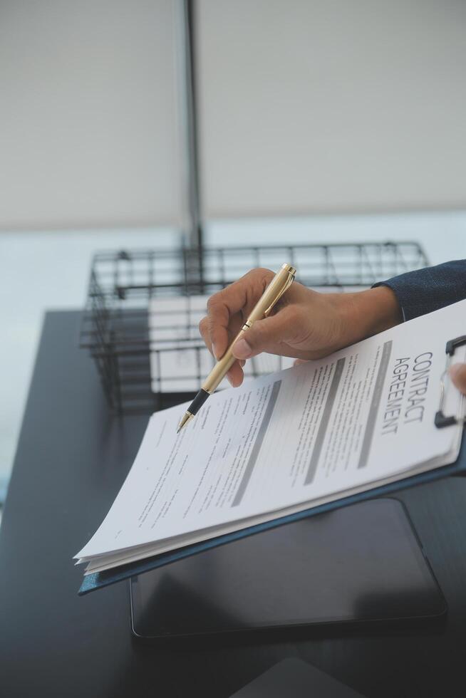 Law theme, gavel or mallet of the judge, lawyer enforcement officers, evidence-based cases taken into account in the court abount business, legislation. photo
