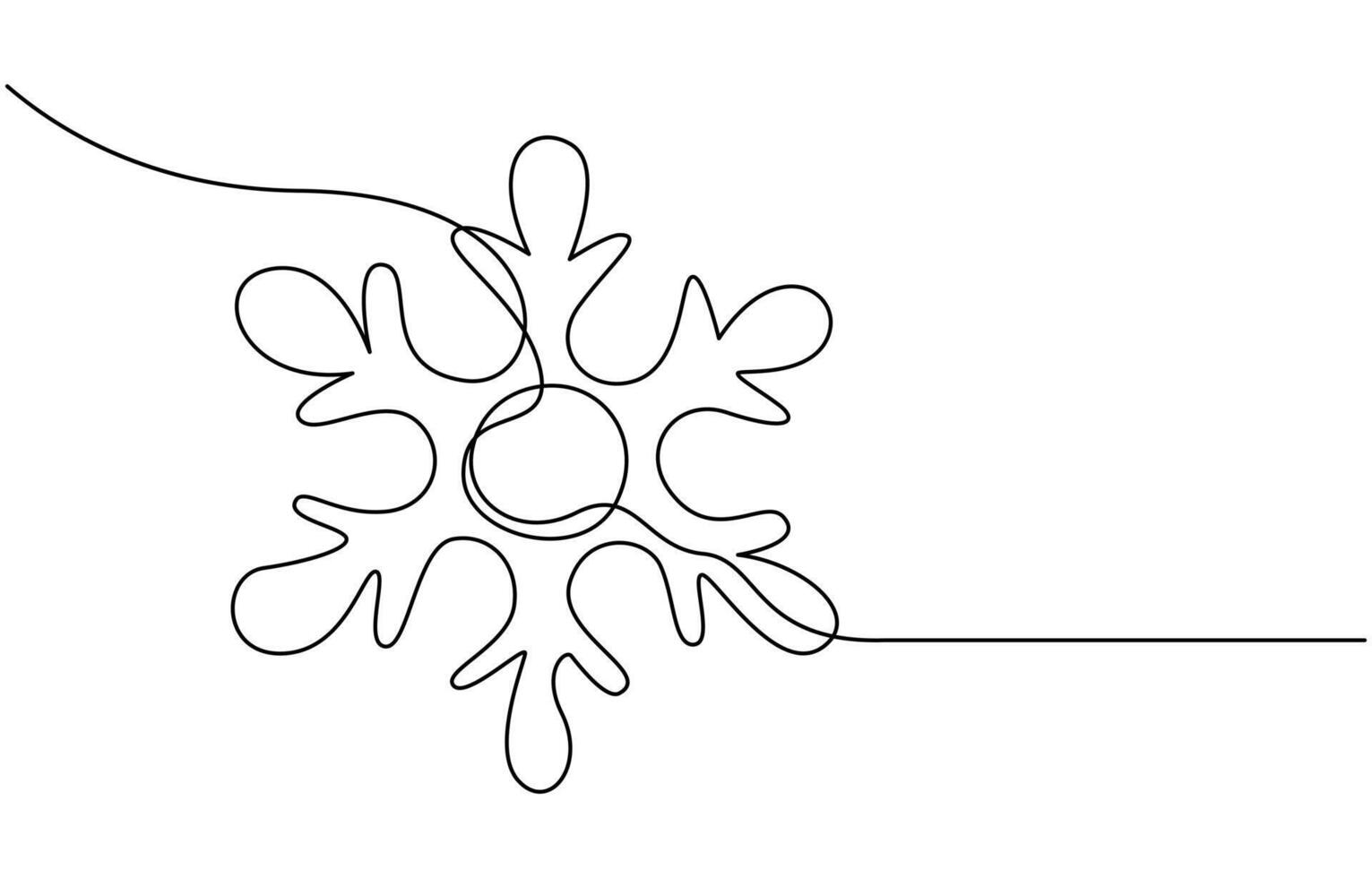 one line art drawing of snowflakes vector
