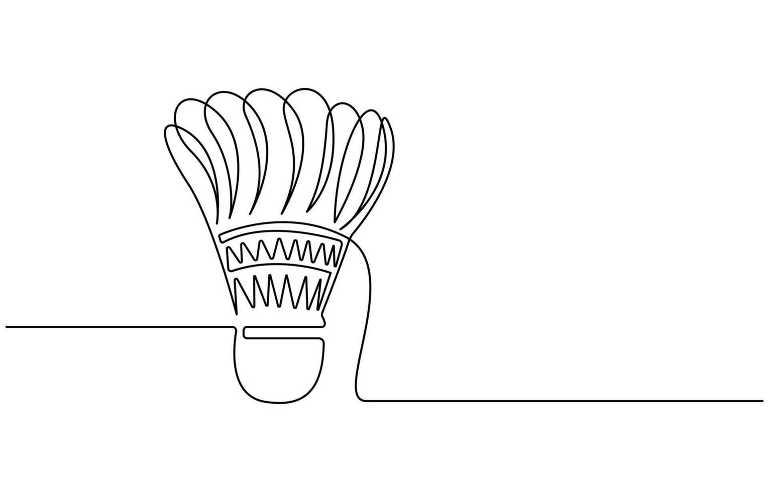 Continuous line drawing of a badminton shuttlecock vector