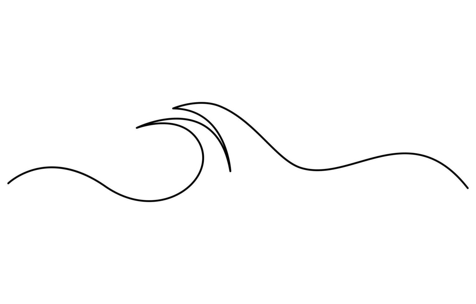 One single line simple ocean wave drawing vector
