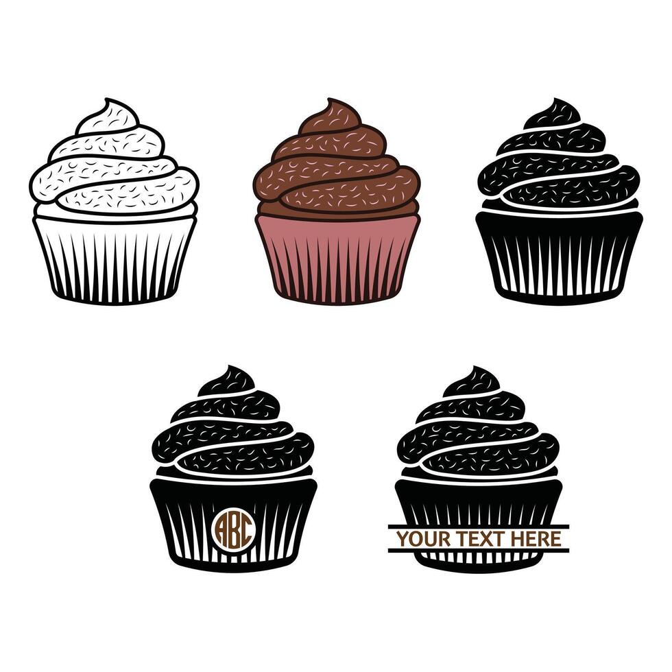 Cupcake printable design, muffin design vector