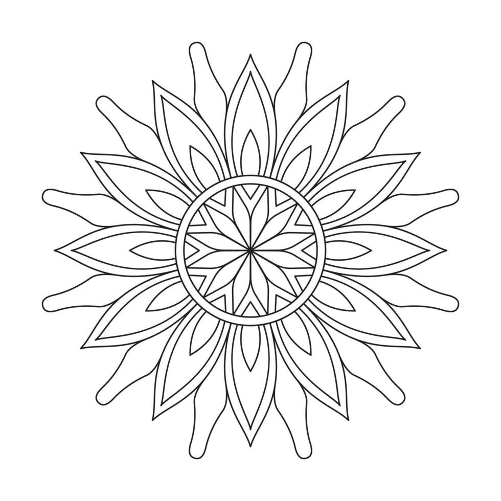 symmetrical patterns in warm colors on a teal background mandala design for coloring book page vector