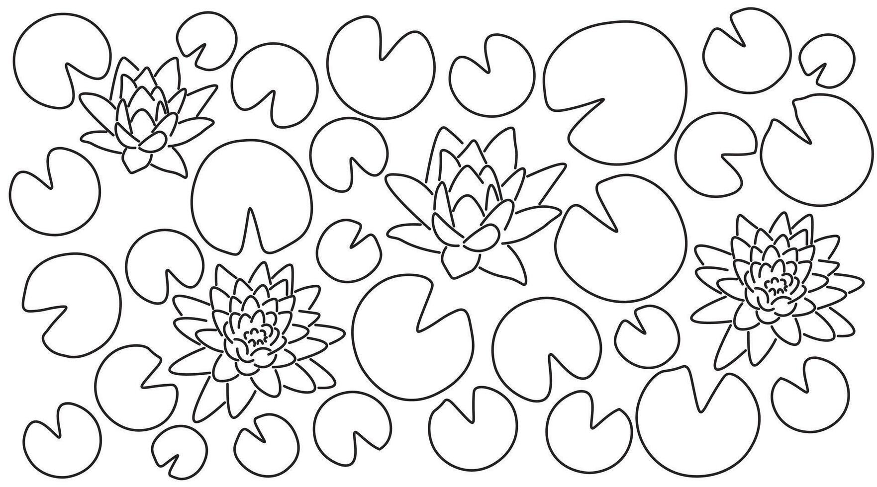 water lily line set in line doodle style vector