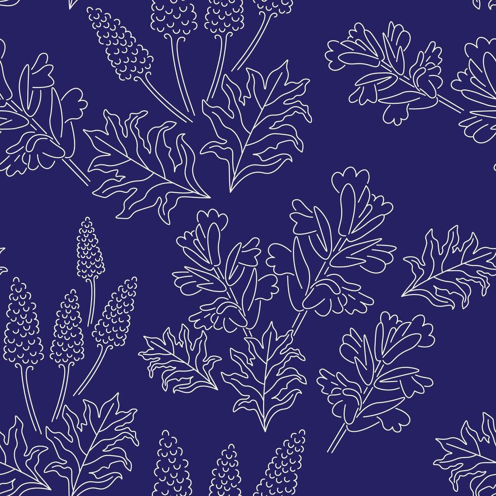seamless pattern with acanthus flower on dark background vector
