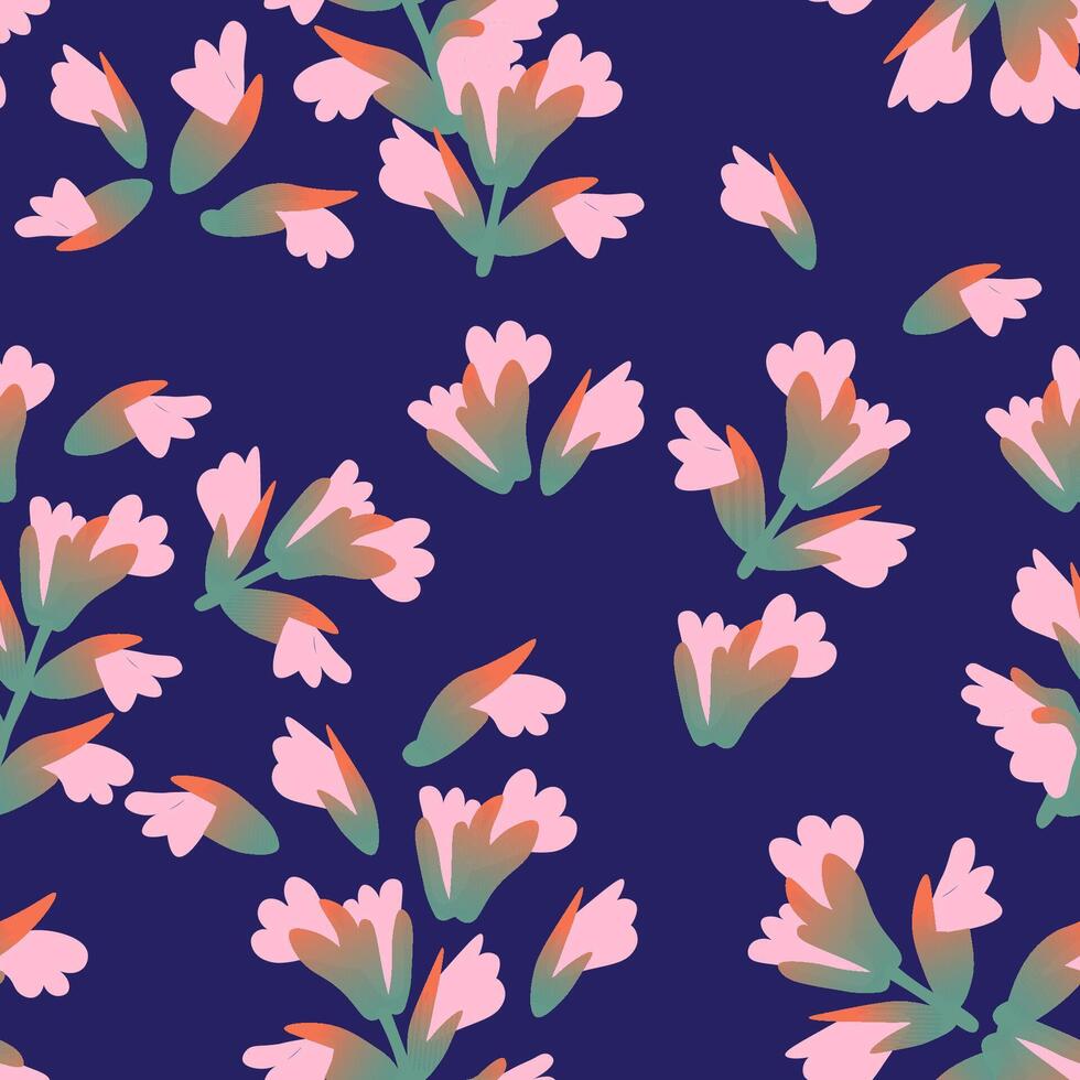 seamless pattern with acanthus on dark blue background vector