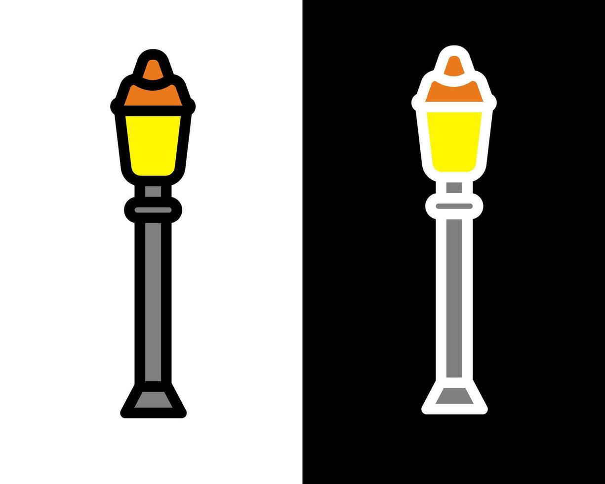 Illustration of elegant street lamp with a vintage design, casting a warm glow and adding a touch of nostalgia to urban settings vector