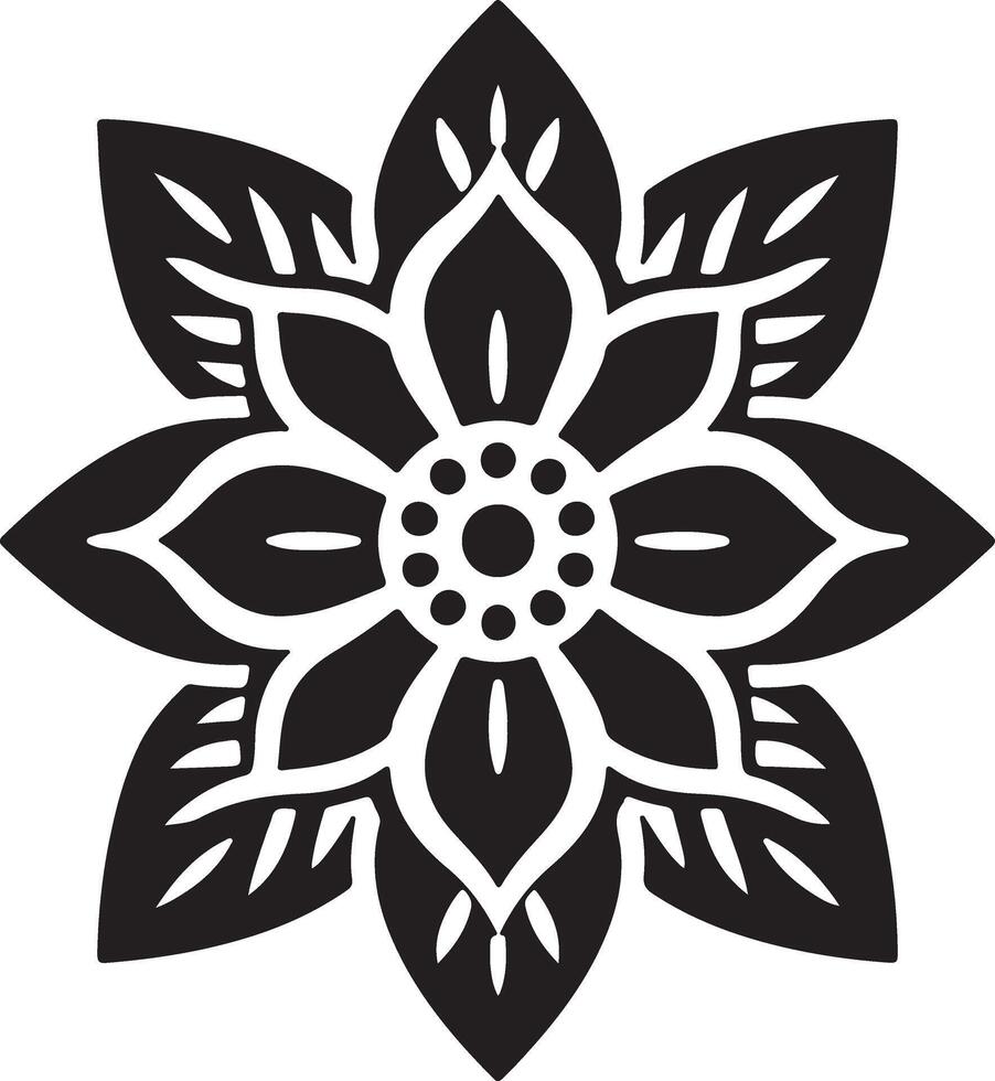 A black and white flower design vector