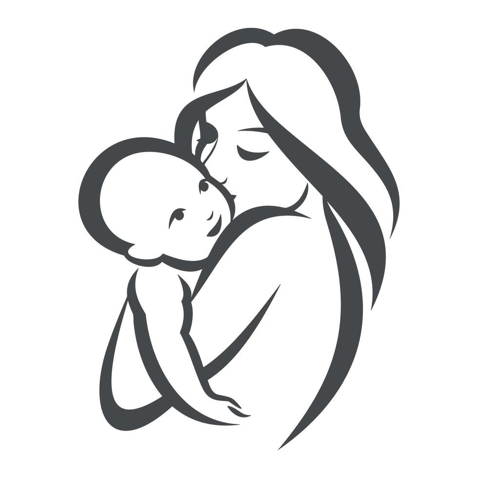 mother and child icon isolated vector