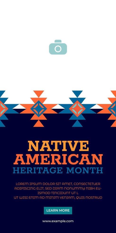 Native American Heritage Month. Banner design with ornament geometric for greeting, advertising, promotion, campaign. vector