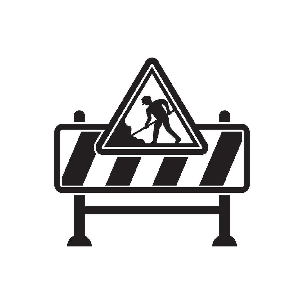 Road construction sign icon illustration vector