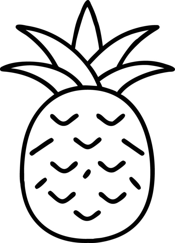 A pineapple is shown in a line drawing vector