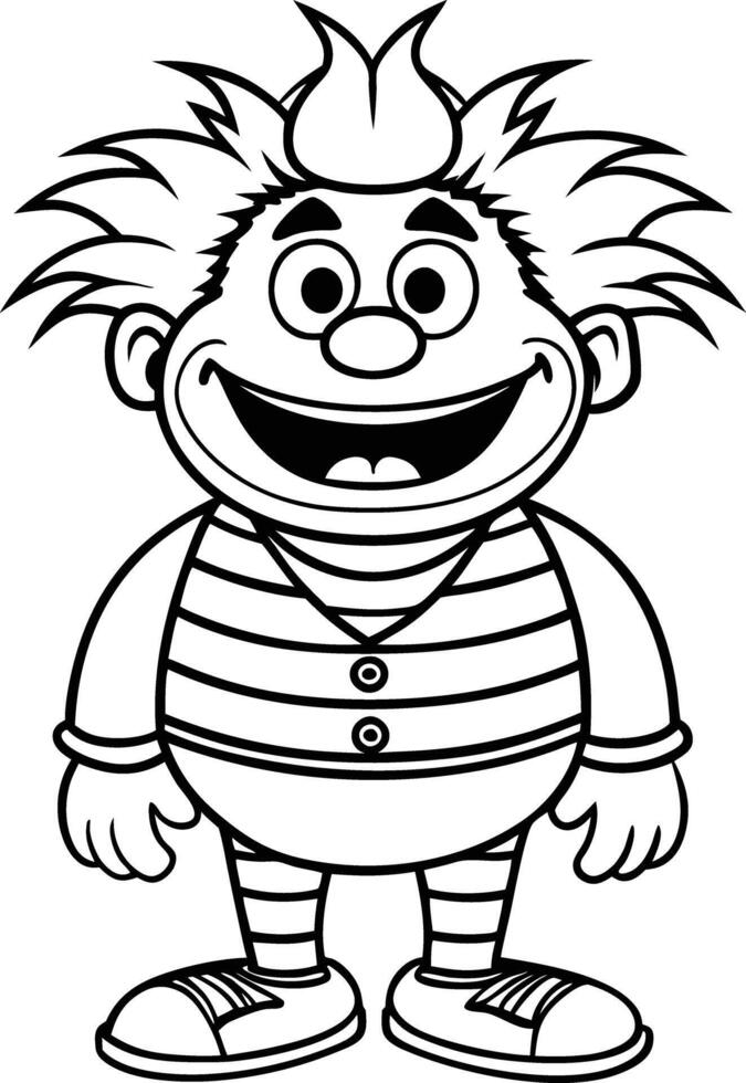 Cartoon character with a smile on his face coloring pages vector
