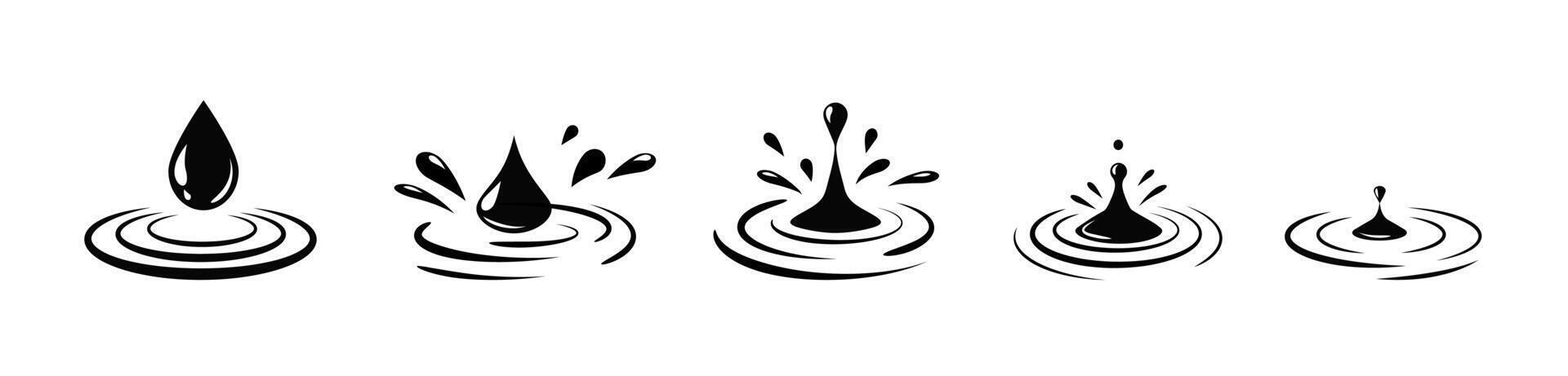 Water droplet fall fx logo animation. Moisture drop ripple icon vector