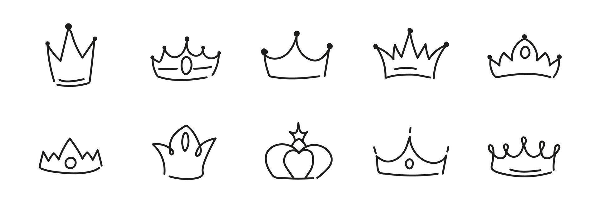 Doodle hand drawn princess crown vector