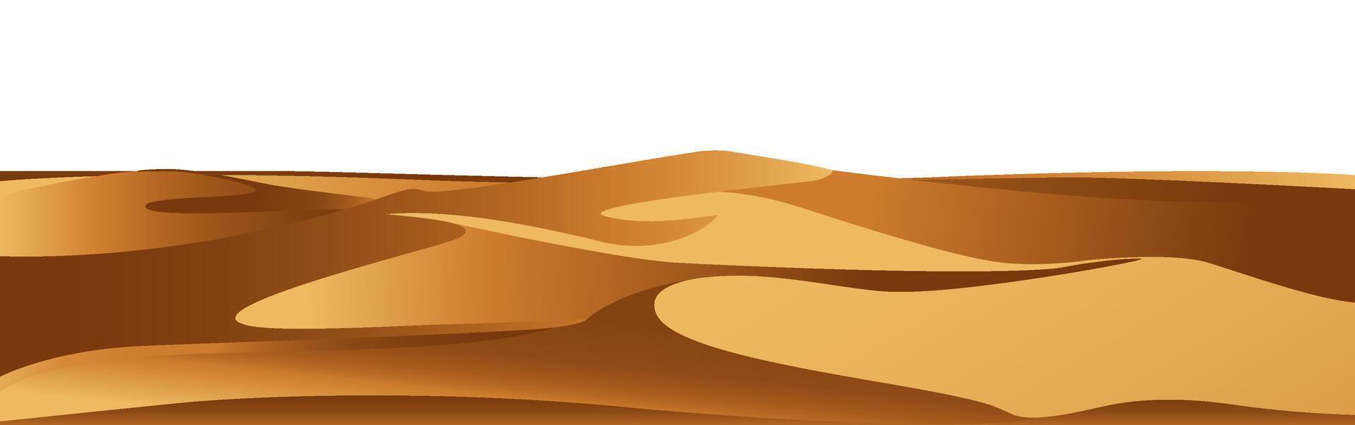Hot yellow desert background. Dry dunes and hills with sunny vector