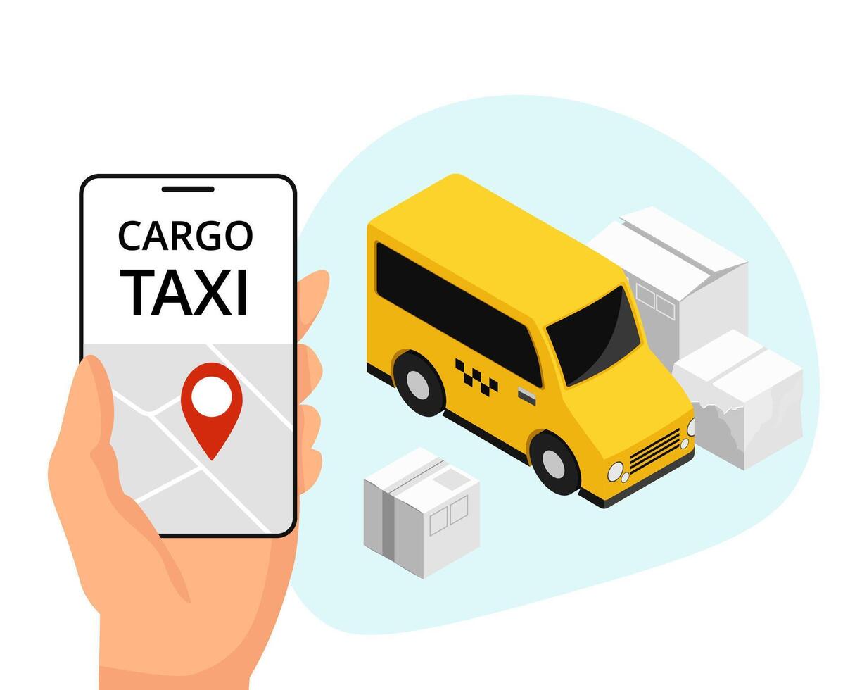 Cargo taxi mobile app. Delivery service banner vector