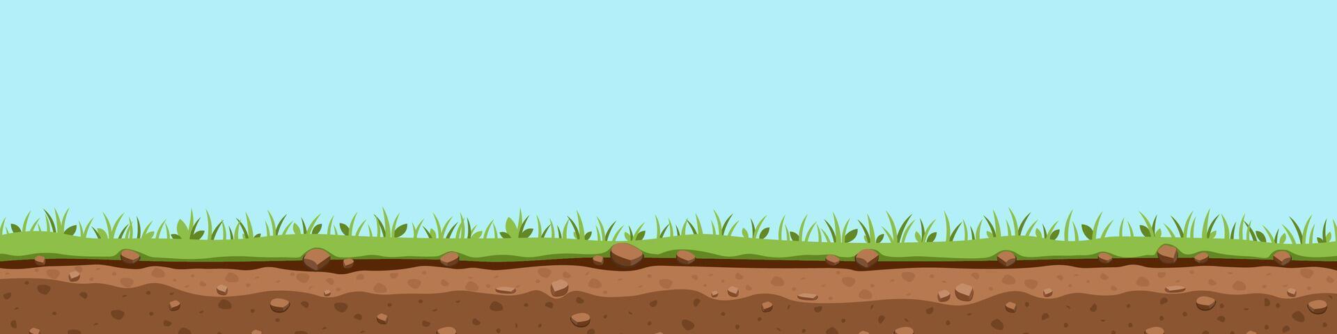 Grass soil game background. Level ground soil vector