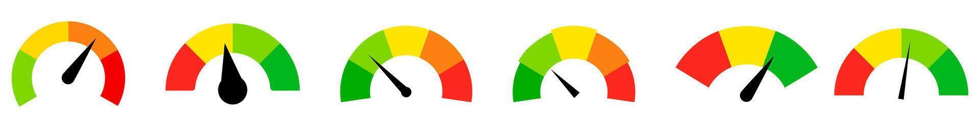 Dial color scale indicator with arrow set vector