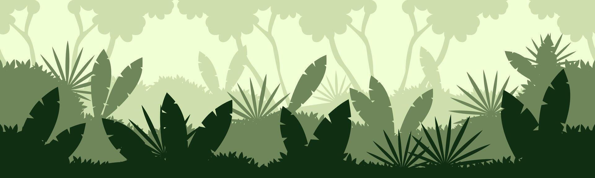 tropical rainforest Jungle silhouette background vector