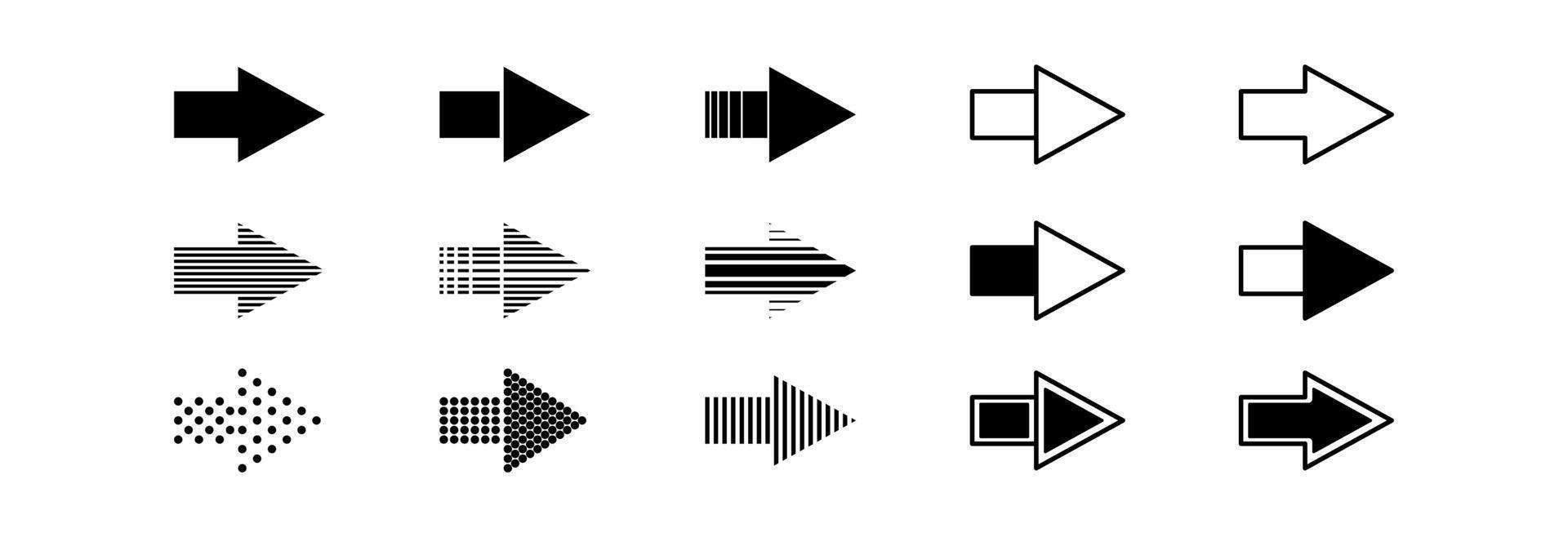 A set of different pointing arrows. vector