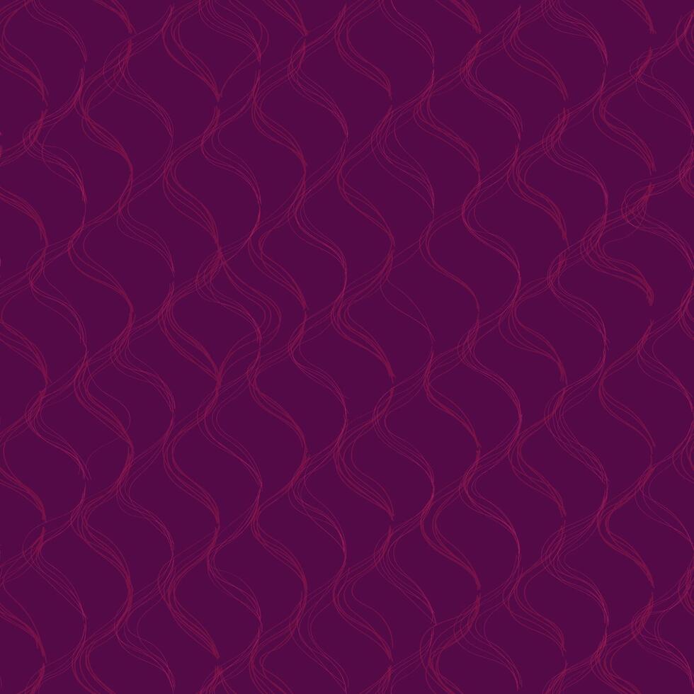 Abstract seamless pattern with hand drawn lilac waves on violet background. Line style wallpaper, backdrop, cover, fabric, texture, textile. vector
